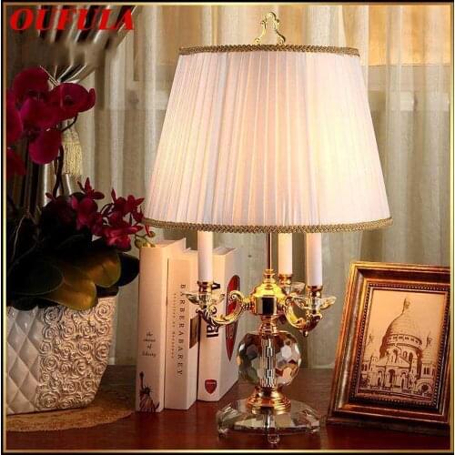 OUFULA Crystal Table Lamp Contemporary LED Luxury Candle Shade Desk Light Decorative for Home Dinning Room