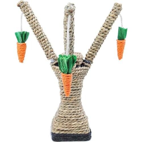 Sisal Cat Scratching Toy Branch of Cat Tree Grass Rope Scratching Post Pet Kitten Jumping Platform with Carrot Fun Design