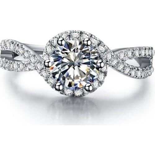 Twist Lovely 1CT 6.5MM G-H Round Cut Moissanite Ring Test Positive Certificate 925 Sterling Silver Female Ring Never Fade