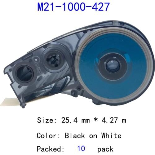 10 Pack M21-1000-427 Vinyl Label Maker Ribbon Black On White For BMP-21 PLUS BMP21 LAB Printer Label Tape Maker Cable label
