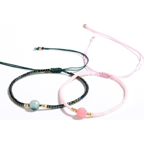 ZV Fashion Ethnic Style Woman Jewelry Shiny Beadedl Student Adjustable Friendship Chain Boho Paired Rope Jewelry Dropshipping