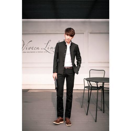 Men Suit Sets Chinese Tunic Suits Stand Collar Classic Suit Blazer New Design Business Suit Formal Male Cotton Blazer 16