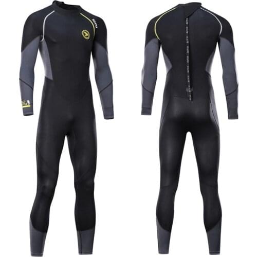 3mm Neoprene Mens One-piece Wetsuit with Back Zipper Adults Fleece Lined Warm Long Sleeve Diving Suit for Kayak Surf Swimming