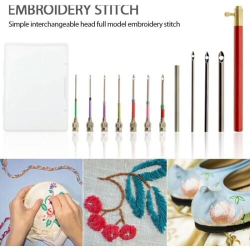 Punch Needle Embroidery Pen Set Stitching Thread Tool Sewing Craft Kit NEW