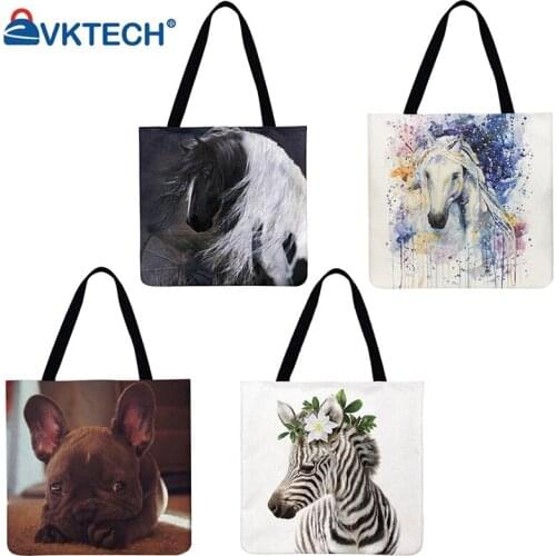 Horse Printed Shoulder Shopping Bag Casual Large Tote Handbag (40*40cm)