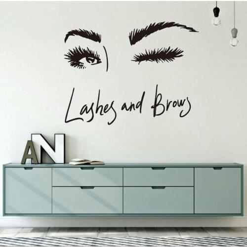 Wall Sticker Lashes And BrowsFashion Bedroom Beauty Salon Wall Decal Stickers Mural Wall Vinyl Decals Removable FK-1