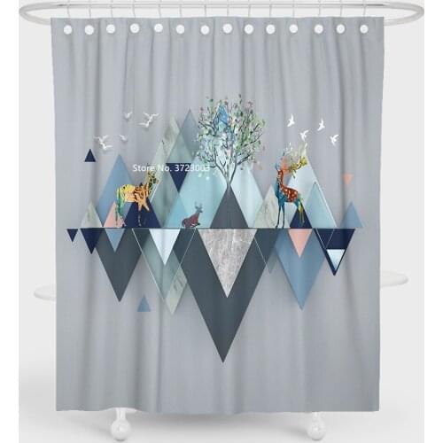 New Animal and Plant Print Fabric Shower Curtain Personalized Creative Bathroom Anti-peeping Multi-size Shower Curtain