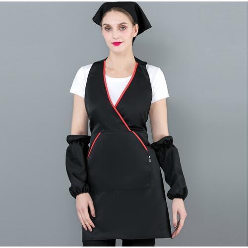 New Female Fashion Kitchen Cleaning Set Chefs Kitchen Cooking Apron Cooking Working Turban Kitchen Cuff Sleeves Portable
