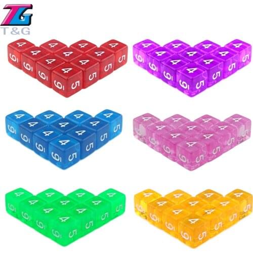Crystal Dice 10pcs/lot 16mm 6 Colors Transparent Colored Digital D6 Dice,dice with Number 1-6,division Game Poker,boardgame