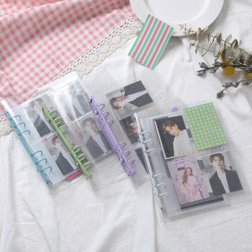 PVC transparent glittering six-hole loose-leaf album book plug-in 3 inch photo album holder student star album girl photo