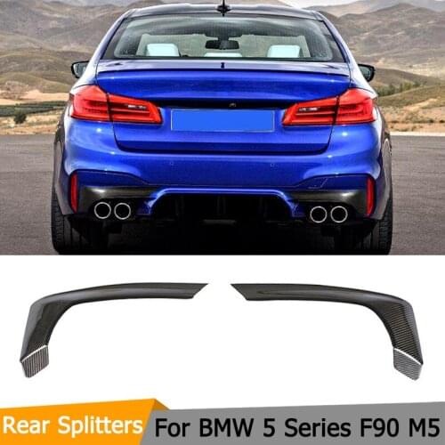 Car Rear Bumper Splitters for BMW 5 Series F90 M5 2018 - 2020 Carbon Fiber Rear Bumper Splitters Spoiler Cupwings Apron FRP