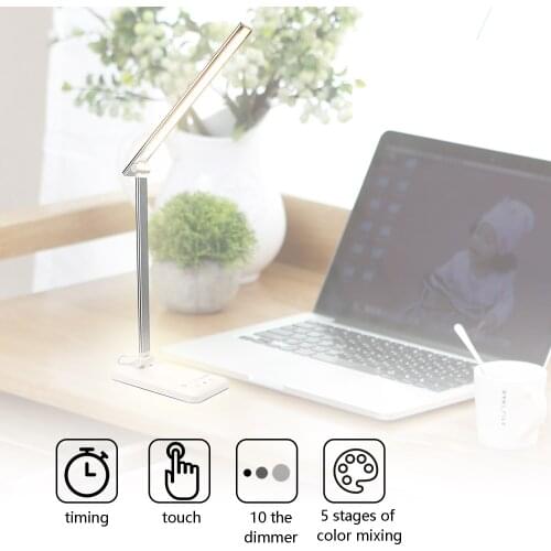 Foldable LED Desk Lamp Adjustable Eye-Caring Table Lamp 10 Levels Brightness Dimmable Reading Lights for Bedroom Home Office