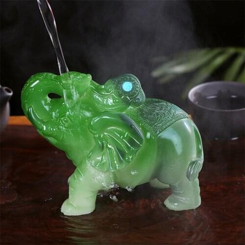 Resin Handcrafts Creative Color Change Tea Pet Kung Fu Tea Set Lucky Elephant Feng Shui Ornament Teahouse Home Decoration Gift