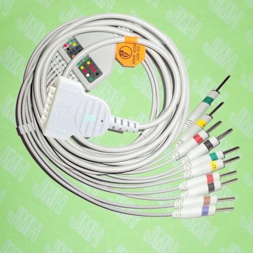 Compatible with GE/Hellige MicroSmart, MAC500/1200 EKG Machine,One-piece cable and leadwires,15PIN,3.0 DIN,IEC or AHA