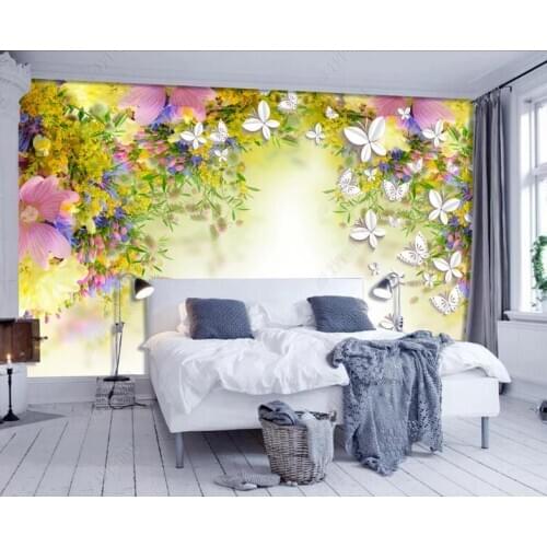 Custom stereoscope 3D wallpaper mural Flower butterfly wallpaper for walls coffee shops Living room bedroom TV backdrop