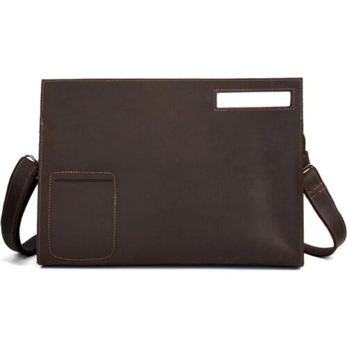 2019 New Design High Quality Crazy horse Genuine Leather Handbag Mens Crossbody Shoulder Messenger Bag Zipper Business Bags