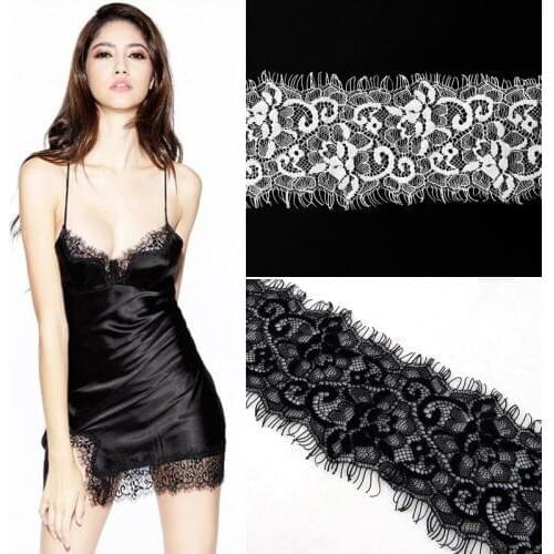 3meters Japanese and Korean underwear eyelash lace ribbon Width 9cm DIY White/Black female model lace trims african lace fabric