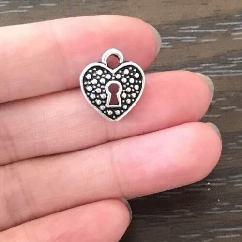 20PCS DIY Jewelry Making Heart Lock Charms Zinc Alloy Valentine Pendant Charm for Bracelets Necklaces Earrings Bookmarks