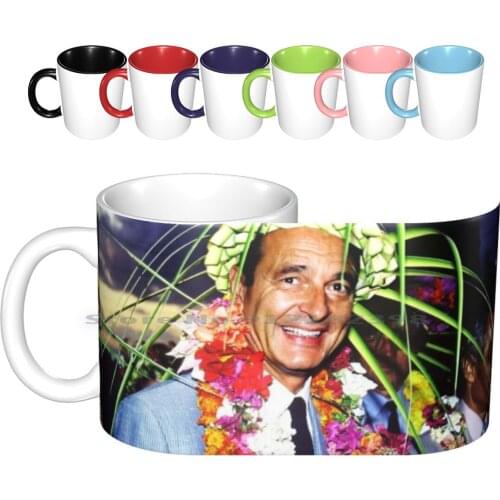Jacques Chirac And The Flower Crown! Ceramic Mugs Coffee Cups Milk Tea Mug Jacques Chirac Chirac La France Flowers French Cool