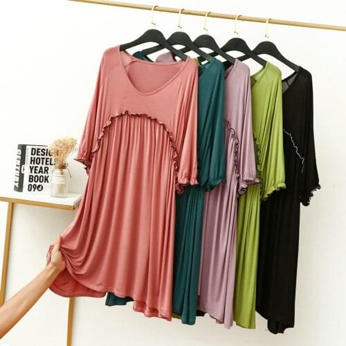 Fdfklak Womens Dress Nightgown Sleepwear Modal Lingerie Loose Sleep Nightwear Spring Summer Lounge New Sleep Dress