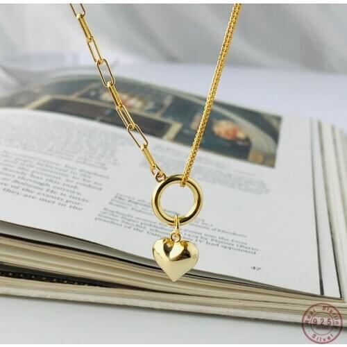 925 Sterling Silver Creative Retro Heart Pendant Short Clavicle Chain Necklace Women Fashion Glamour Dress Jewelry Accessories