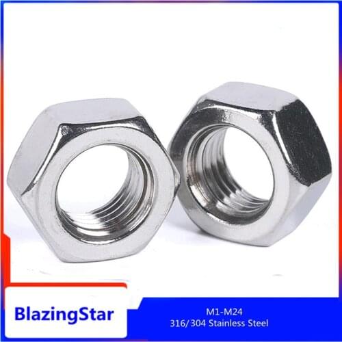 1/2/5/10/20/50PCS M1 M1.2 M1.4 M1.6 M2 M2.5 M3 M3.5 M4 M5 - M30 304 Stainless Steel Hex Nut 316 Nut Screw Hexagon Nut