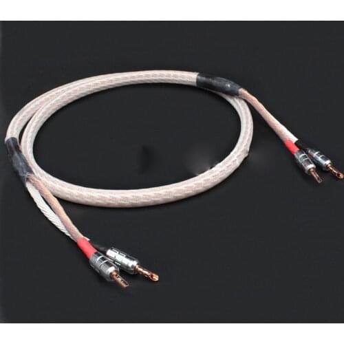 1Pair 12TC Hifi 12TC Speaker Cable With 2 Banana Plug to 2 Banana Jack Hi-end OCC Speaker Wire biwire speaker cable