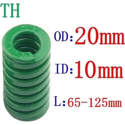 1Pcs Green spring heavy load Compression Spring Loading Die Mold Spring Outer Diameter 20mm Inner Diameter 10mm Length 65-125mm