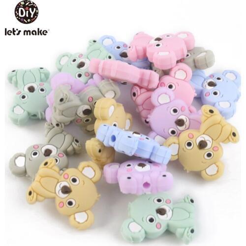 Lets make 100pcs Wholesale Koala Silicone Teething Beads Diy Chain Accessories BPA Free Silicone Beads For Kids Baby Teether