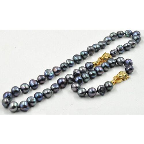 11-12mm White Black Baroque Pearl Jewelry Sets Necklace Bracelet Pearl Sets For Women Party Wedding Birthday Christmas Gift