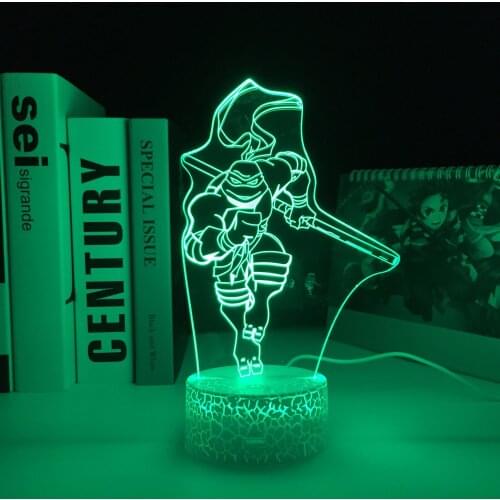 Donatello Turtles Anime Figure 3D LED White Base Night Light for Cool Birthday Gift Bedroom Decor Light Table Lamp