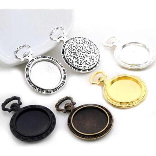 5pcs 20mm Inner Size Black Bronze Antique Silver Plated 5 Colors Cabochon Base Setting Charms Pendant