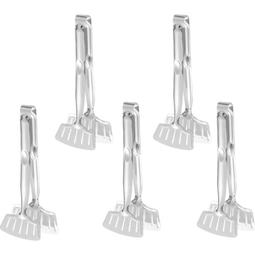 5Pcs Stainless Fried Steak Shovel Barbecue Tongs Fish Shovel BBQ Clamp Utensils Bread Meat Clip Gadget Spatula