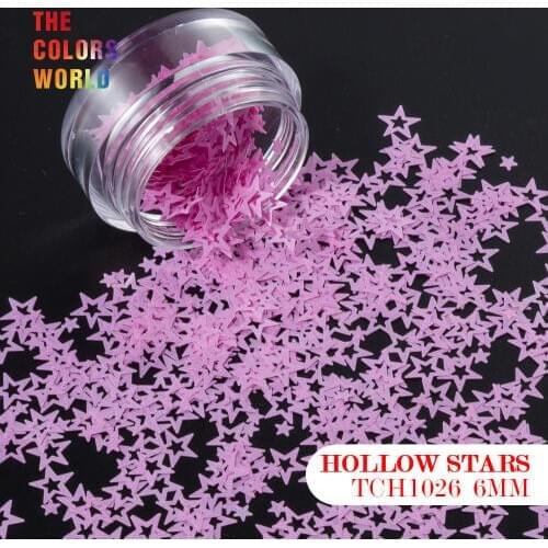 TCT-053 Hollow Stars Shape 6MM 12 Different Colors Glitter For Nail Art Decoration Makeup Facepainting Nail Gel DIY decoration