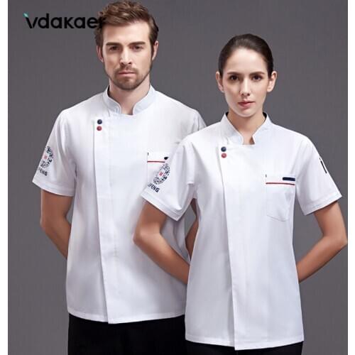 Ladies chef shirts waitress uniform coat chef Unisex white Breathable chef works jacket Chef overalls Outfit chef uniform