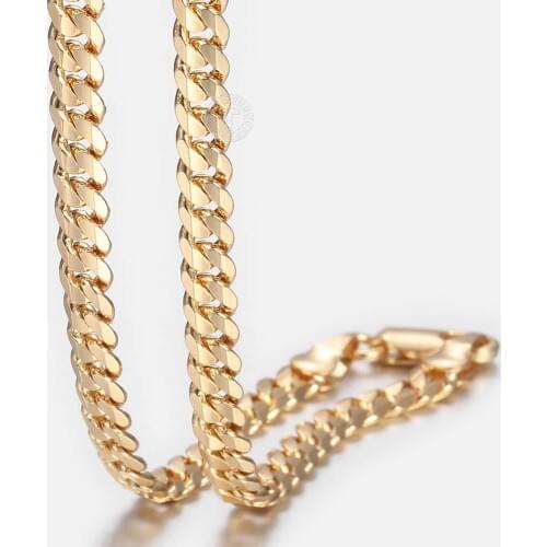 Davieslee 4.5mm Women Mens Chain Cut Cuban Curb Link Necklace Gold Filled Male Jewelry Accessories Wholesale Dropshipping DGN438