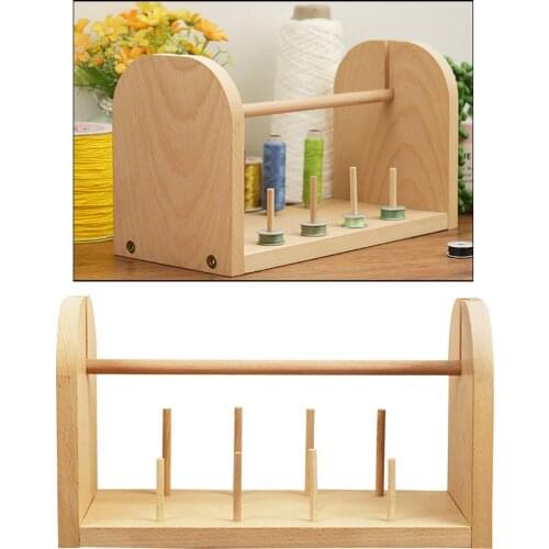 Wooden Embroidery Thread Rack 9-Spool Shelf Organizer Holder Machine Sewing Storage Holder Quilting Knitting Tool Decorations