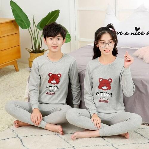 Childrens Pajamas Autumn Kids Clothes Pants Set Big Boys Cartoon Sleepwear Long Sleeve Pyjamas For Girls 9-19Y Teenager Clothes