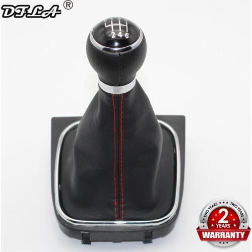 For VW EOS 2009 2010 2011 2012 2013 Car-Stying 6 Speed Car Stick Gear Shift Knob With Leather Boot Red Line