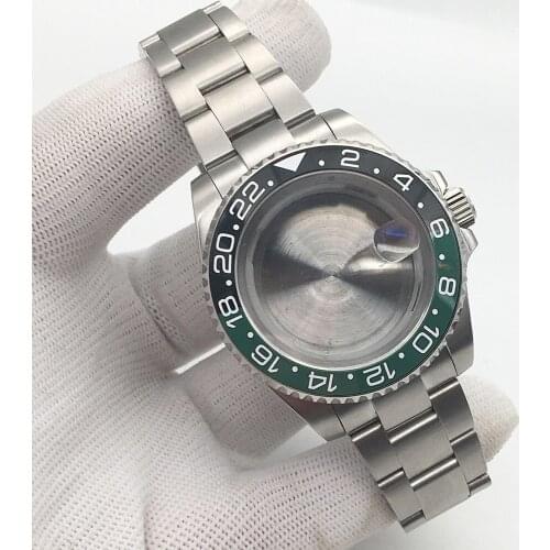 Two color GMT porcelain inlaid ring refined steel 40mm shell for stainless steel sliding folding safety belt buckle sapphire