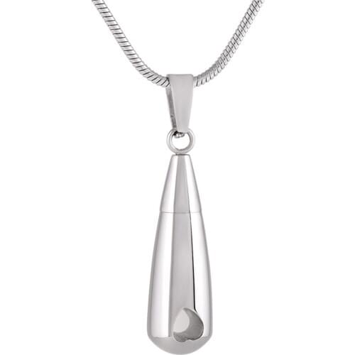 IJD8397 Stainless Steel Tear Drop Cremation Urn Jewelry Keepsake Ashes Pendant Necklace with Hollow Heart