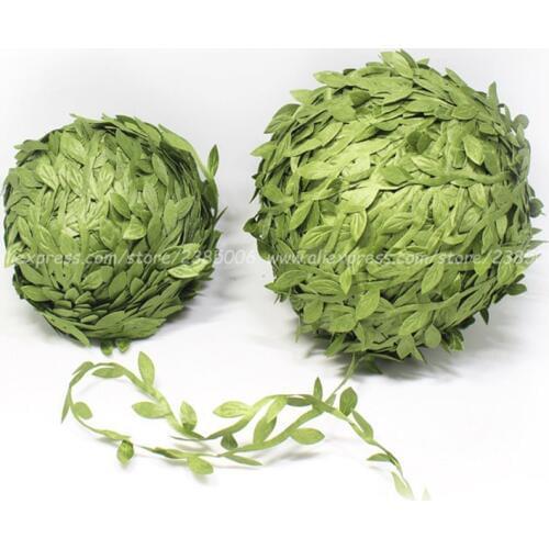 10 Meter Silk Leaf-Shaped Handmake Artificial green Leaves DIY Wreath Garland For Wedding Decoration Gift Arts Craft Fake Flower