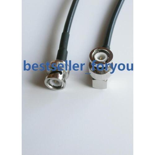 BNC male straight to BNC male right angle pigtail cable RG58 50cm 20inch cctv