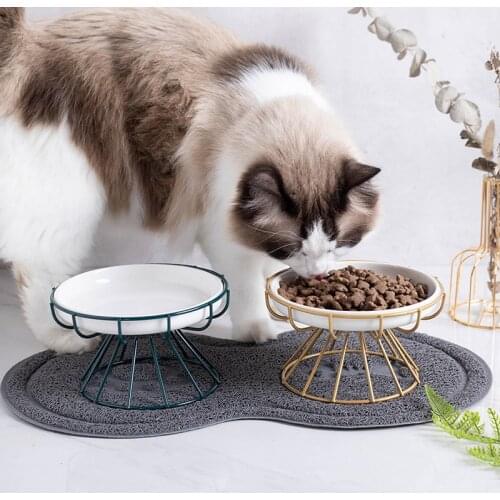 Pet Ceramic Bowl Nordic Cat Bowl Tall Ceramic Cat Food Bowl Snack Canned Plate Anti-cervical Spondylosis Cat Food Bowl