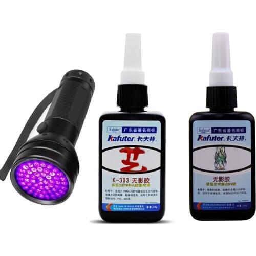 Strong 50ml Kafuter UV Glue UV Curing Adhesive with 51 LED UV Flashlight UV Curing Adhesive Crystal Glass and Metal Bonding