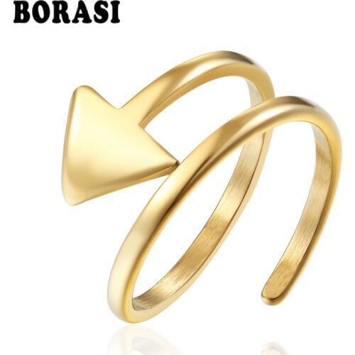 BORASI New Arrival Trendy Jewelry Ring New brand Trendy Triangle Rings For Women Gold-Color Female Punk Jewelry Geometric Ring