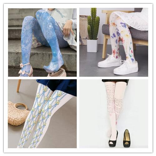 NEW winter Japanese lolita students COS tights thick Plus velvet 480D vintage off white Cherry blossoms Pantyhose Stockings HR