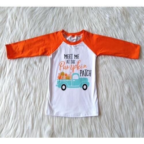New arrival pumpkin patch t shirt baby boys fall long sleeve shirt boys halloween raglan shirt
