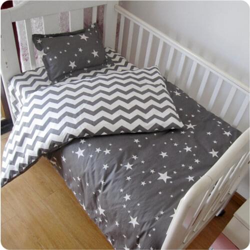 3Pcs Baby Bedding Set For Newborns Star Pattern Kid Bed Linen For Boy Pure Cotton Woven Crib Bedding Duvet Cover Pillocase Sheet