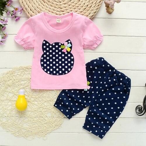 Baby Girls Clothes Sets Summer Girls Infant dot style Clothing Set ops+Jeans 2Pcs Suits For Kids Girls Infant Clothing Outfits